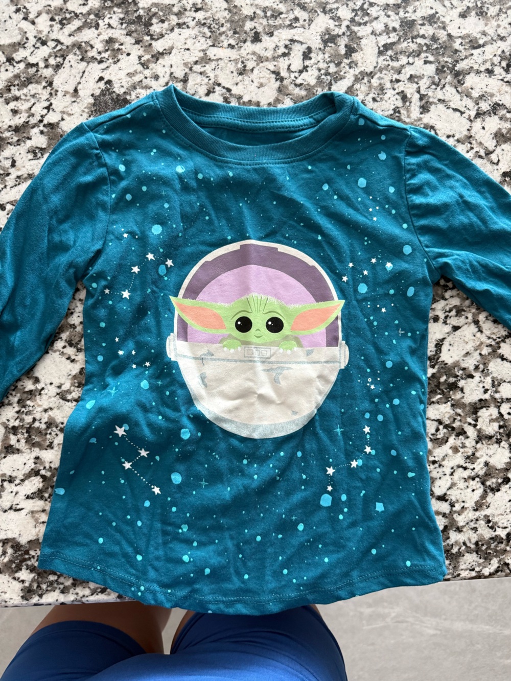 Star Wars Teal Long-Sleeve Shirt with Green Grogu Graphic